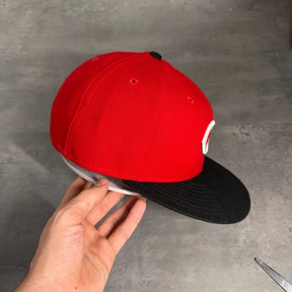 New Era 59FIFTY Cincinnati Reds Hat 7 5/8 Red Black MLB Fitted‎ Cap USA Made
